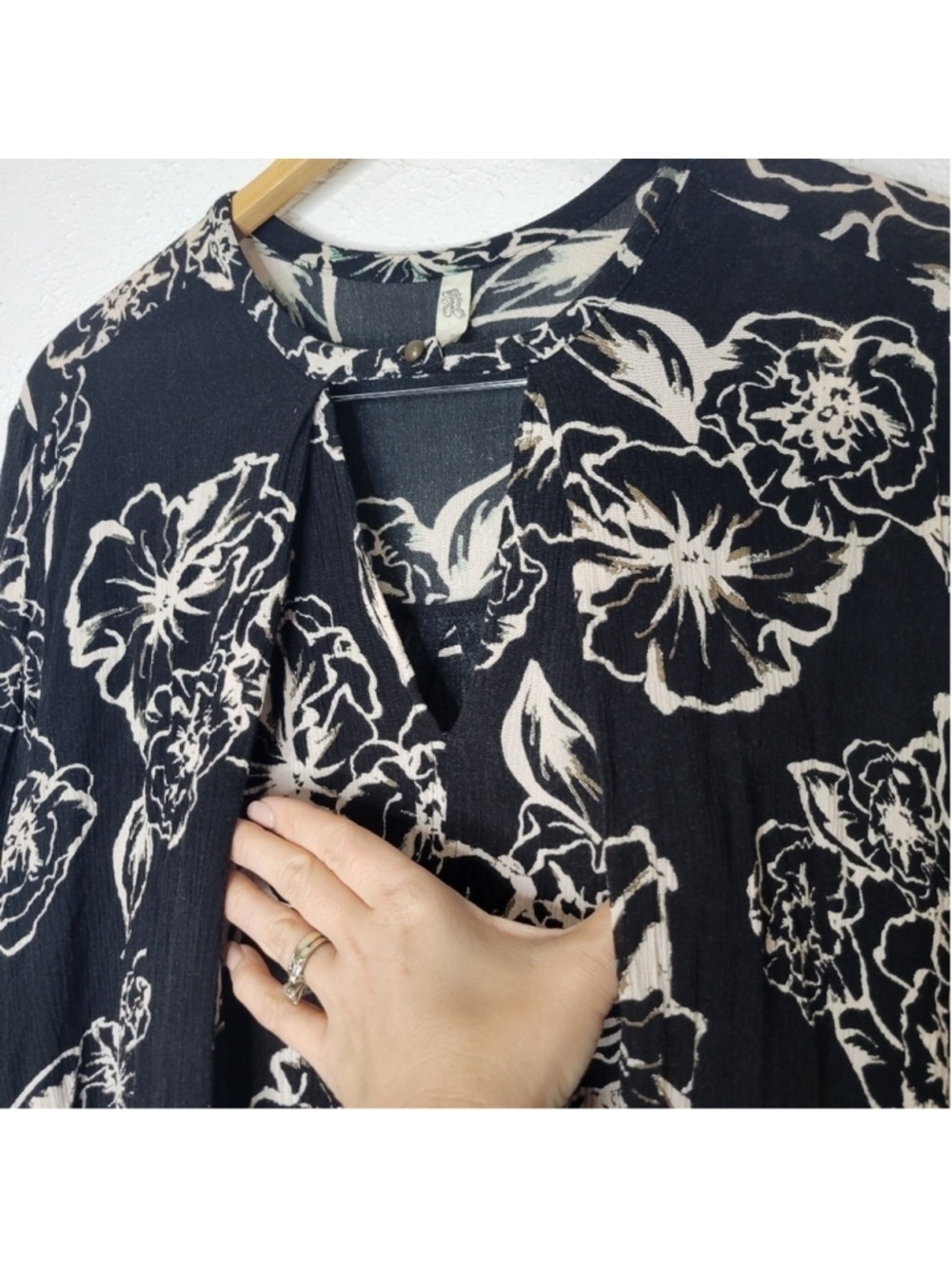 Free People Black Foil Floral Swing Dress Women's Size XSmall - Picture 7 of 12